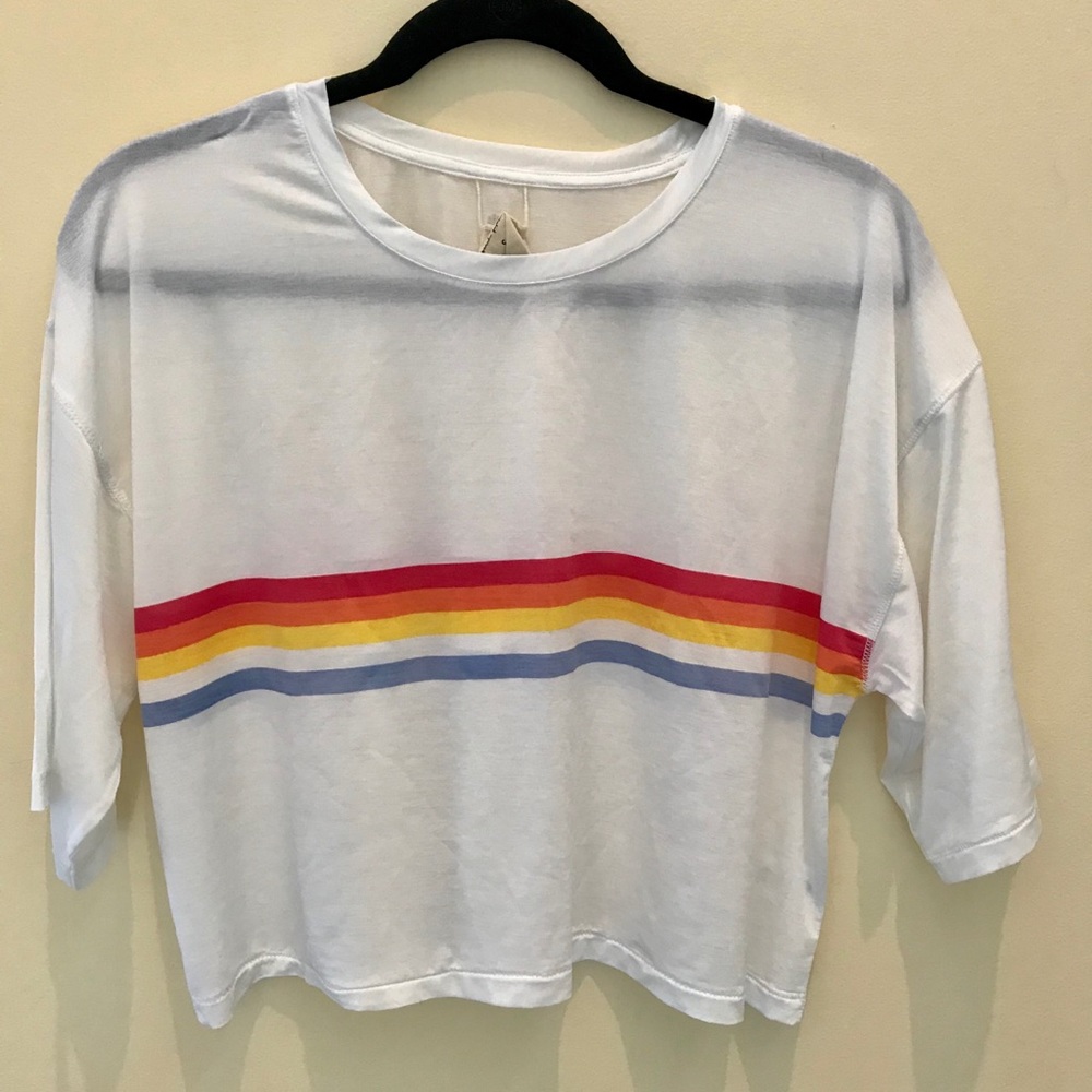 Spiritual Gangster rainbow crop t-shirt top